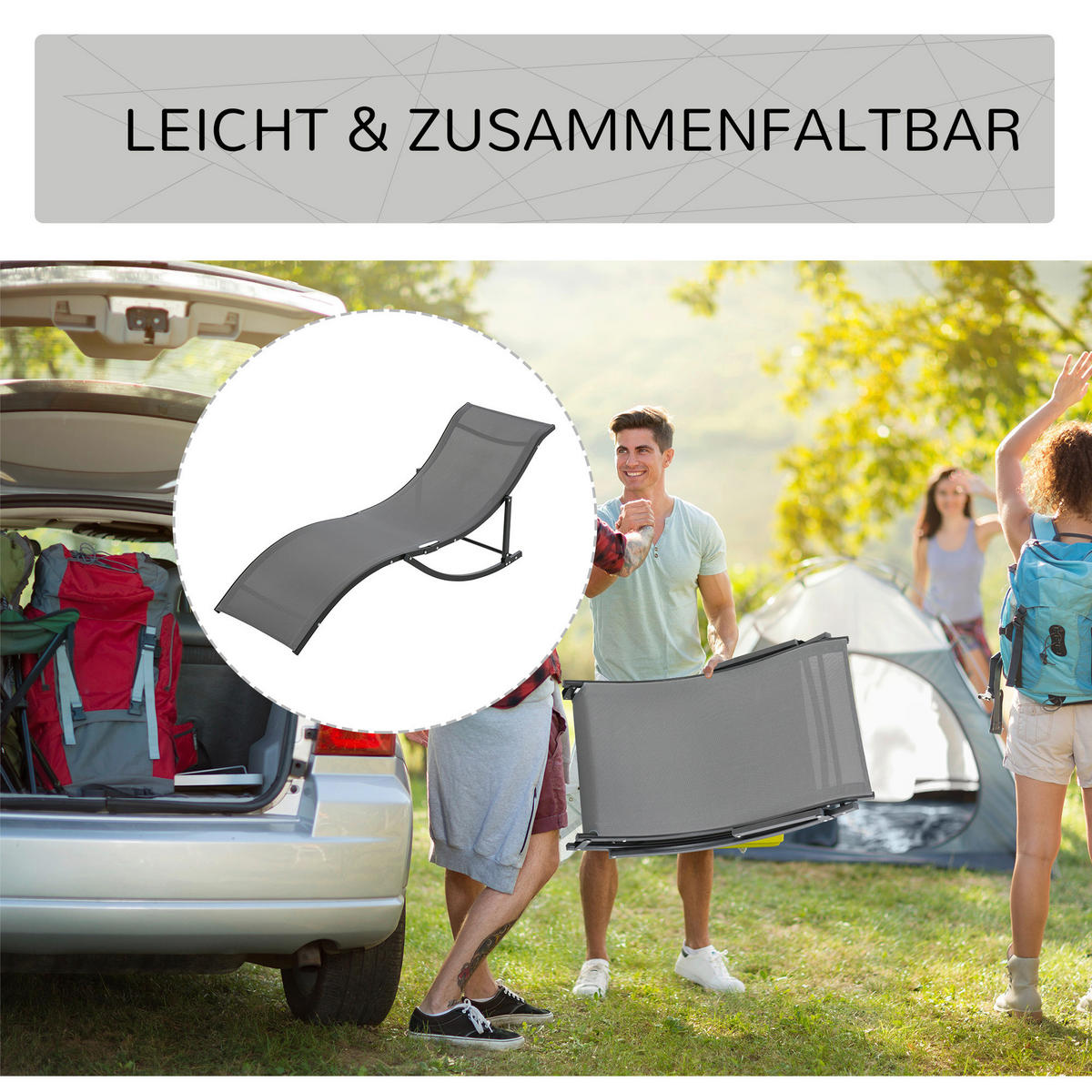 Outsunny Gartenliege 2er Set dunkelgrau Aluminium B/H/L: ca. 61x63x165 cm Gartenliege_2erSet - dunkelgrau (165,00/61,00/63,00cm) - Outsunny