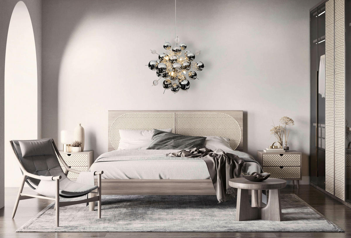 Näve Leuchten Pendelleuchte Chrom Glas Metall B/H/T/D: ca. 65x193x65x65 cm G9 10 Brennstellen EXPLOSION - Chrom (65,00/193,00/65,00cm) - Näve Leuchten