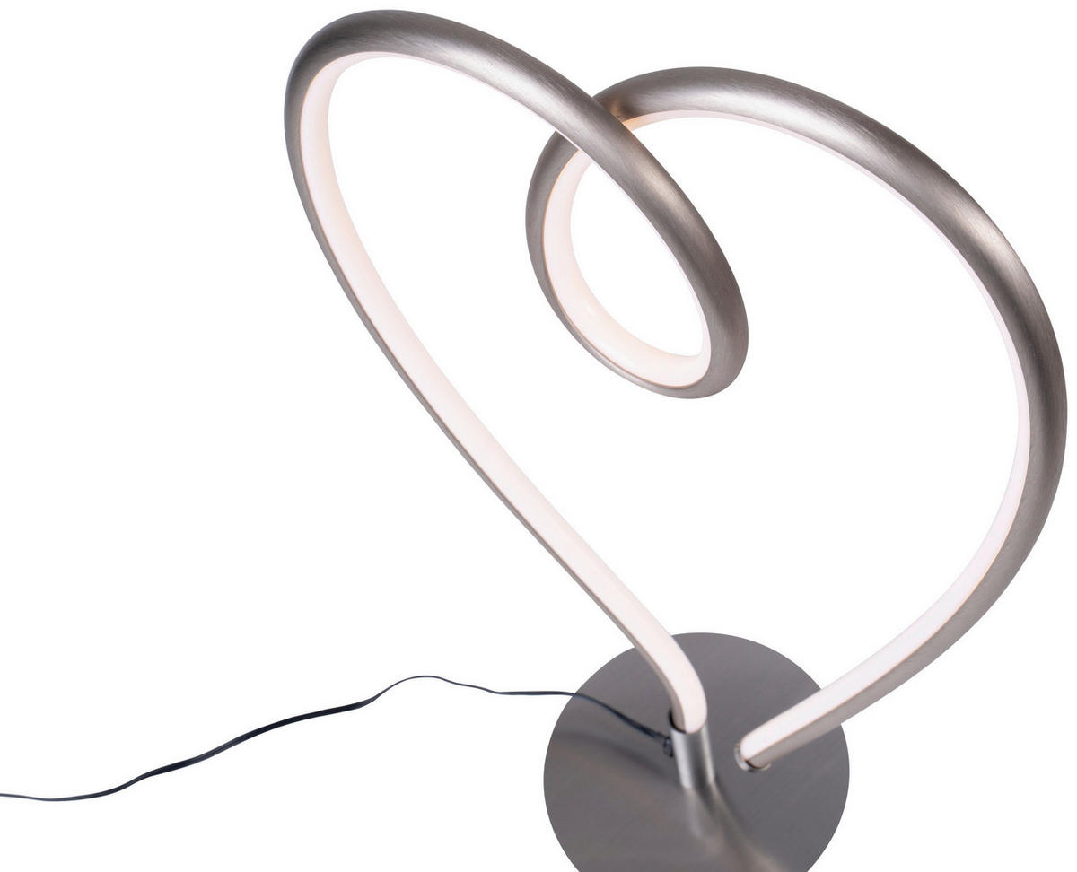 POCOline Tischleuchte Heart nickel matt weiß Metall Kunststoff B/H: ca. 24x40 cm Heart - weiß/nickel matt (24,00/40,00cm) - POCOline