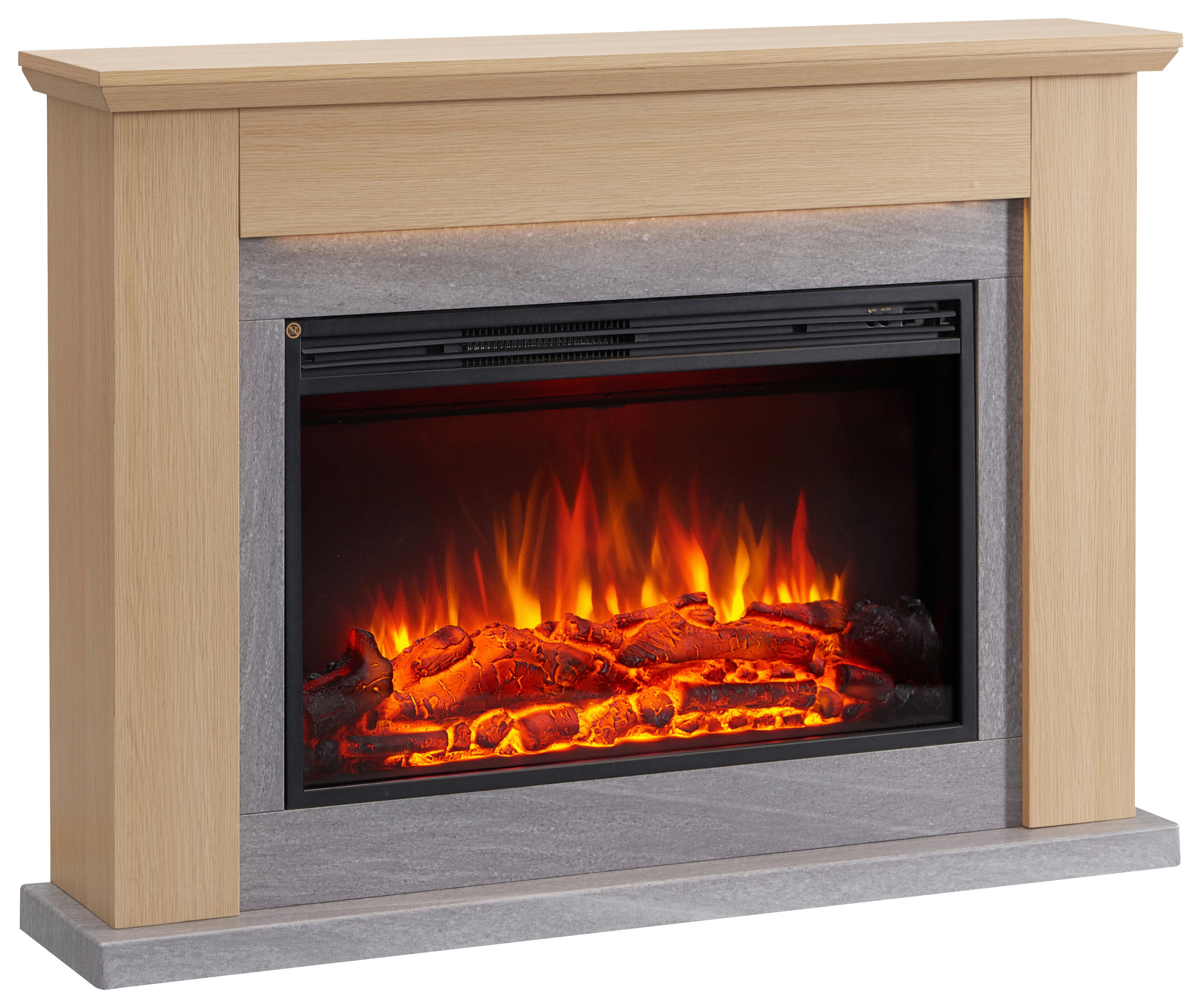 Balderia Elektrischer Kamin Typhon hellbraun MDF Metall B/H/T: ca. 121x88,3x25 cm ca. 2000 W Elekt.-Kamin TyphonEF376A-MT376B-NO - hellbraun (121,00/88,30/25,00cm) - Balderia