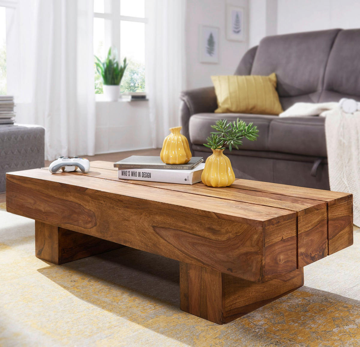 Couchtisch natur B/H/T: ca. 120x30x45 cm Couchtisch - natur (120,00/30,00/45,00cm) - Wohnling