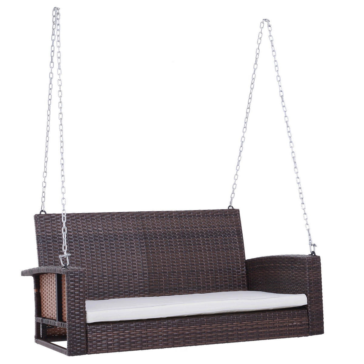 Outsunny Hollywoodschaukel braun Edelstahl B/H/L: ca. 65x127x60 cm Hollywoodschaukel_2-Sitzer - beige/braun (60,00/65,00/127,00cm) - Outsunny