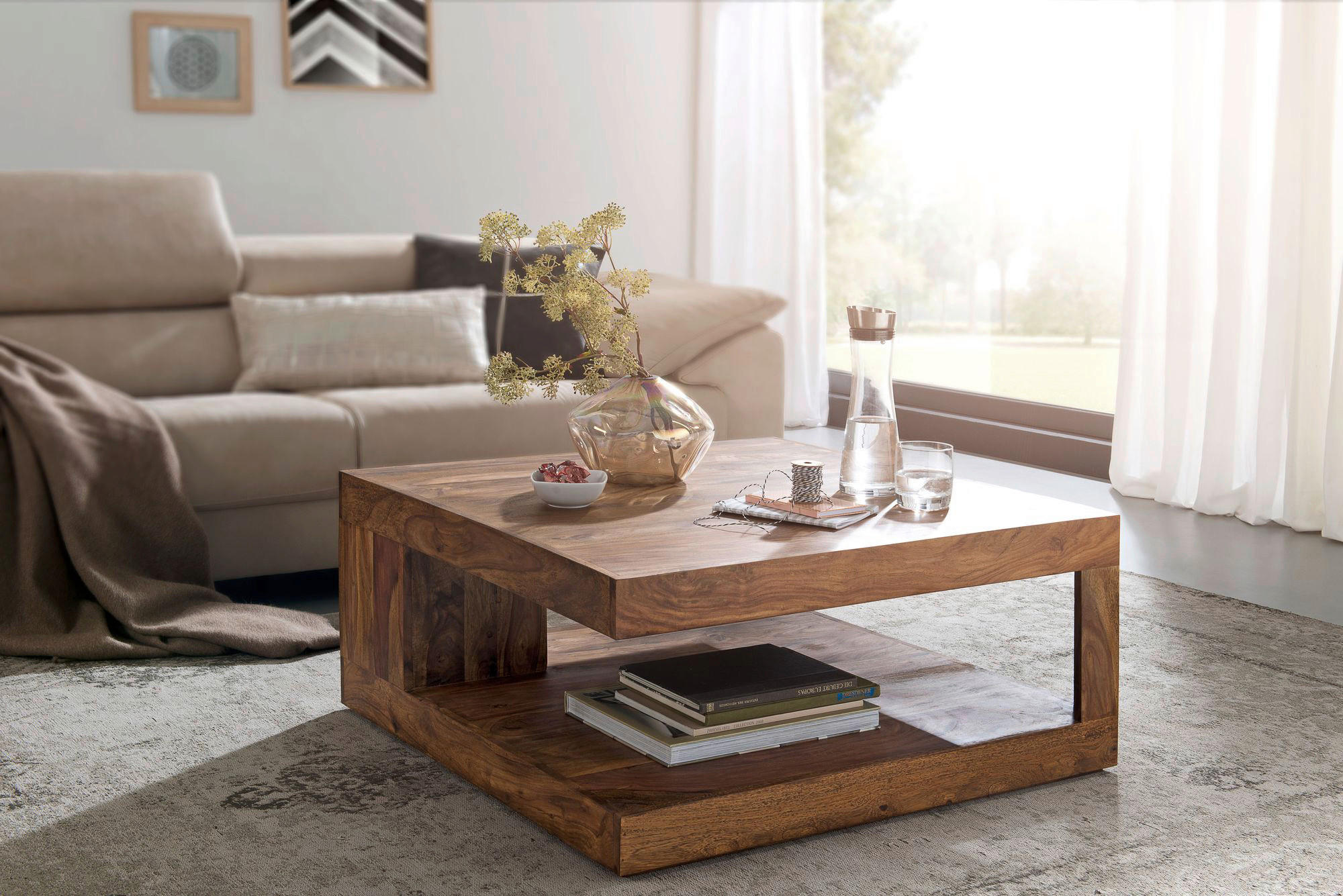 Couchtisch braun B/H/T: ca. 90x40x90 cm Couchtisch - braun (90,00/40,00/90,00cm) - Wohnling