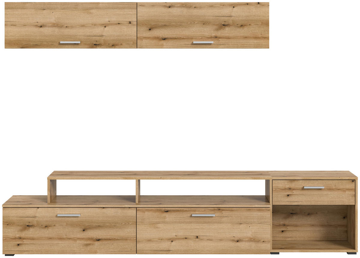 Wohnwand Race Eiche Evoke Oak Nachbildung B/H/T: ca. 247x180x35 cm Race - Eiche (247,00/180,00/35,00cm) - xonox.home