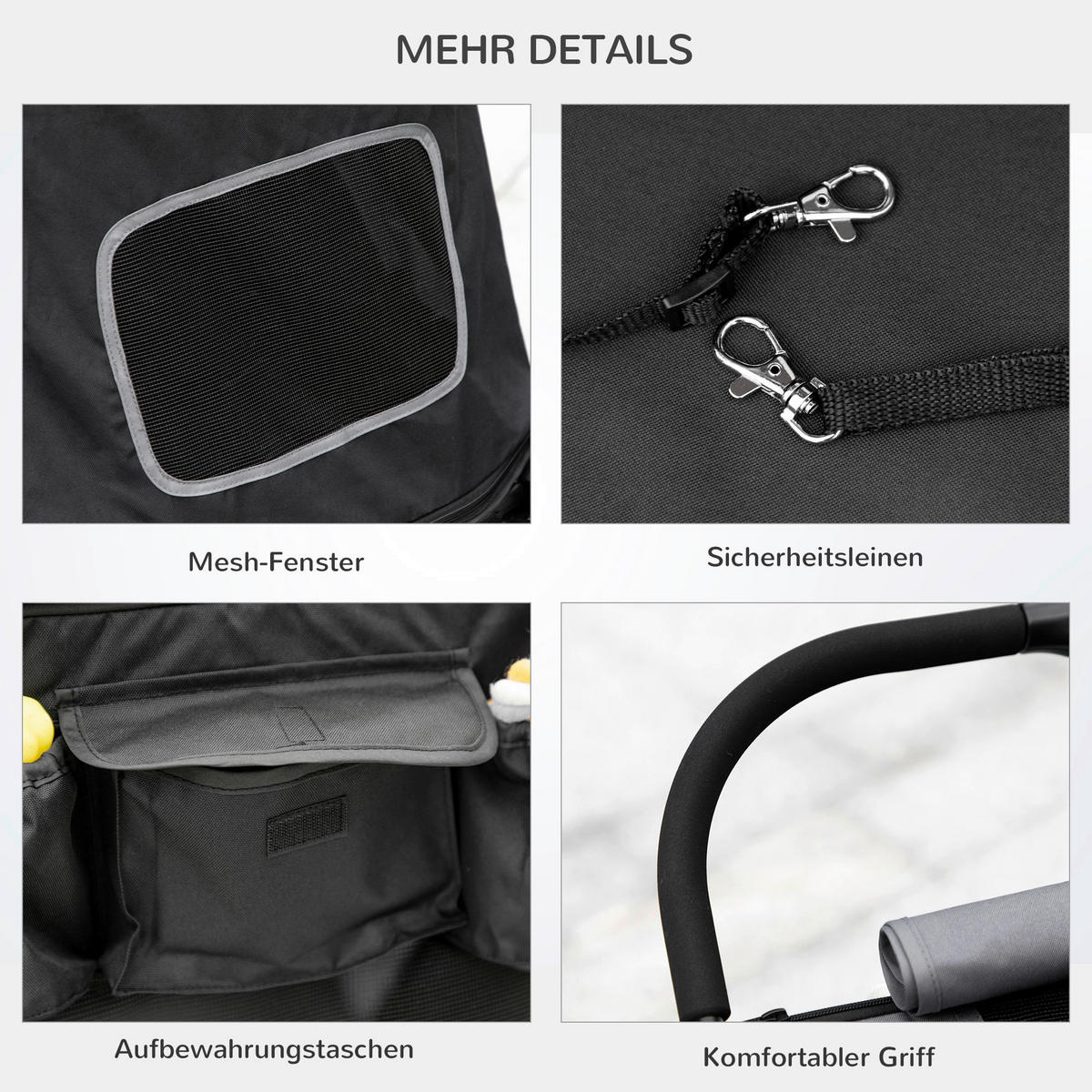 PawHut Hunde-Zubehör grau Edelstahl B/H/L: ca. 65x112x100 cm Hundwagen - grau (100,00/65,00/112,00cm) - PawHut