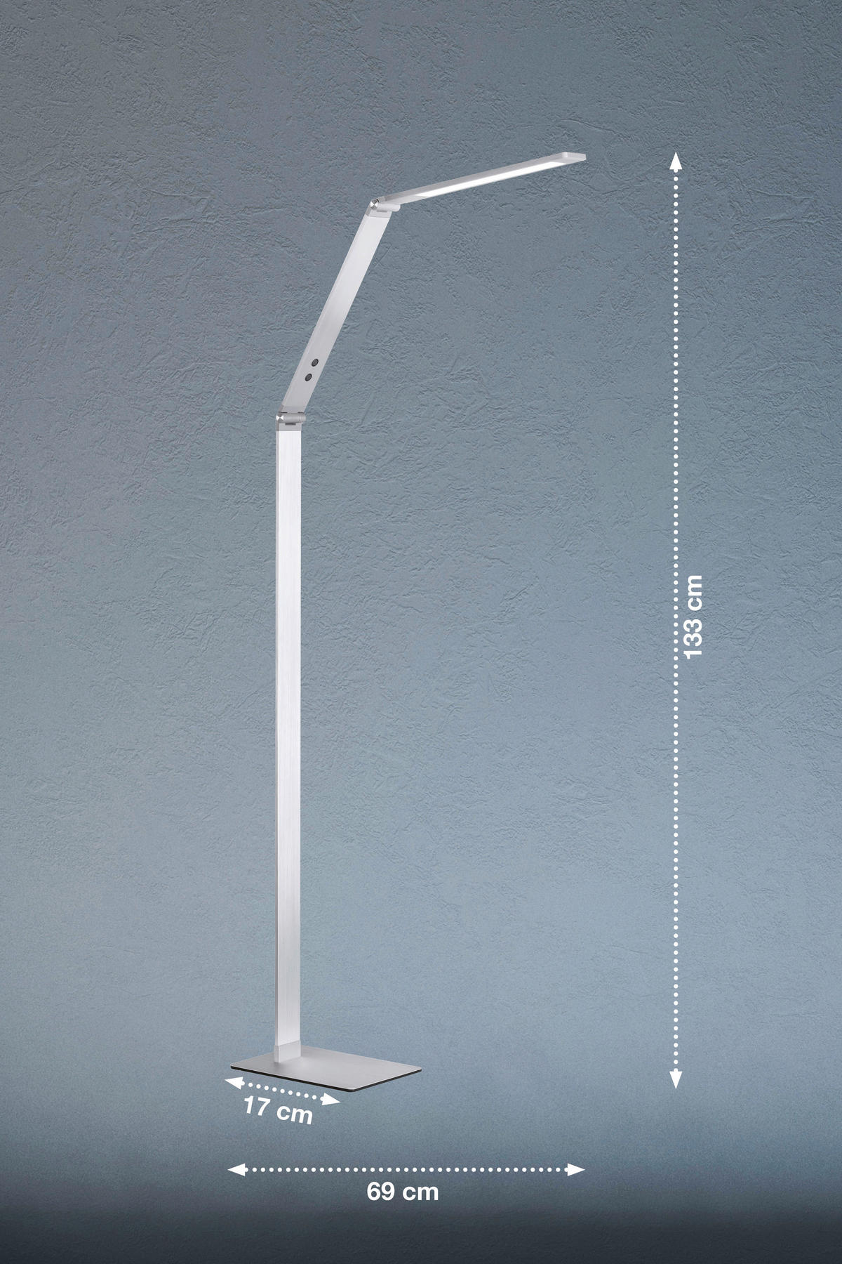 Fischer & Honsel LED-Stehleuchte 45840 weiß silber Acryl Metall B/H/T: ca. 17x133x69 cm 1 Brennstellen Geri - weiß/silber (17,00/133,00/69,00cm) - Fischer & Honsel
