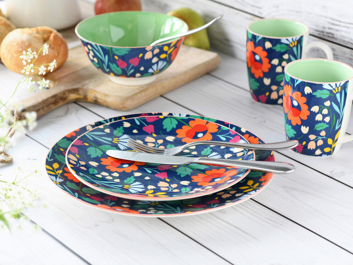 CreaTable Teller-Set Folklore bunt Steinzeug Folklore - bunt - CreaTable