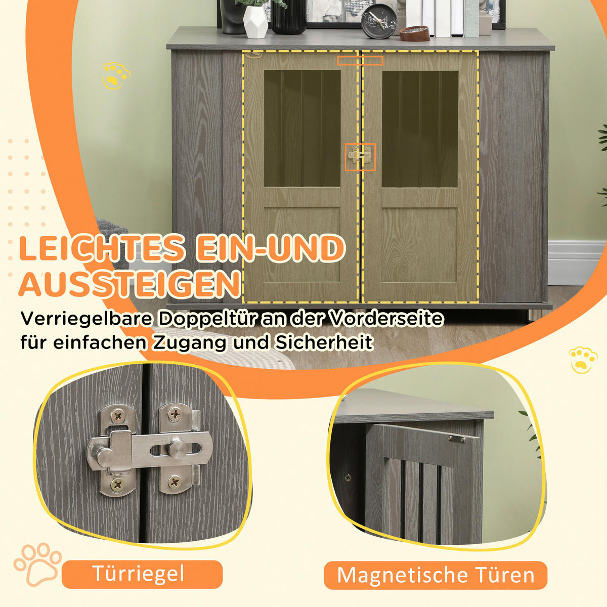 PawHut Hunde-Zubehör grau Spanplatte B/H/L: ca. 60x116x87 cm Hundekäfig - grau (87,00/60,00/116,00cm) - PawHut