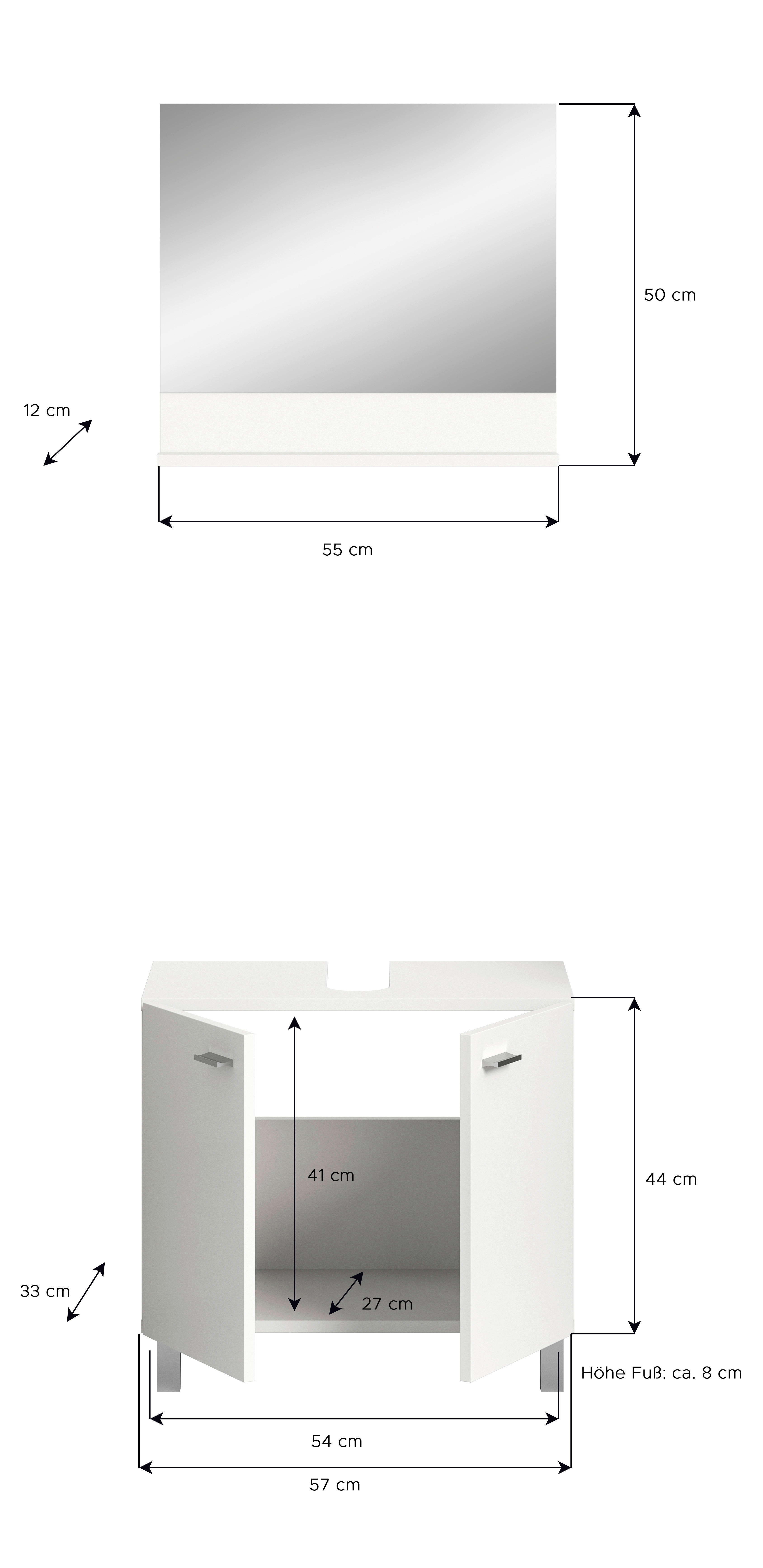 Badezimmer-Set BOSTON weiß B/H/T: ca. 57x44x57 cm BOSTON - weiß (57,00/44,00/57,00cm) - xonox.home
