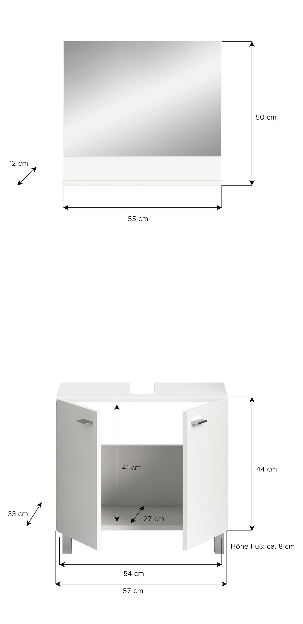 Badezimmer-Set BOSTON weiß B/H/T: ca. 57x44x57 cm BOSTON - weiß (57,00/44,00/57,00cm) - xonox.home