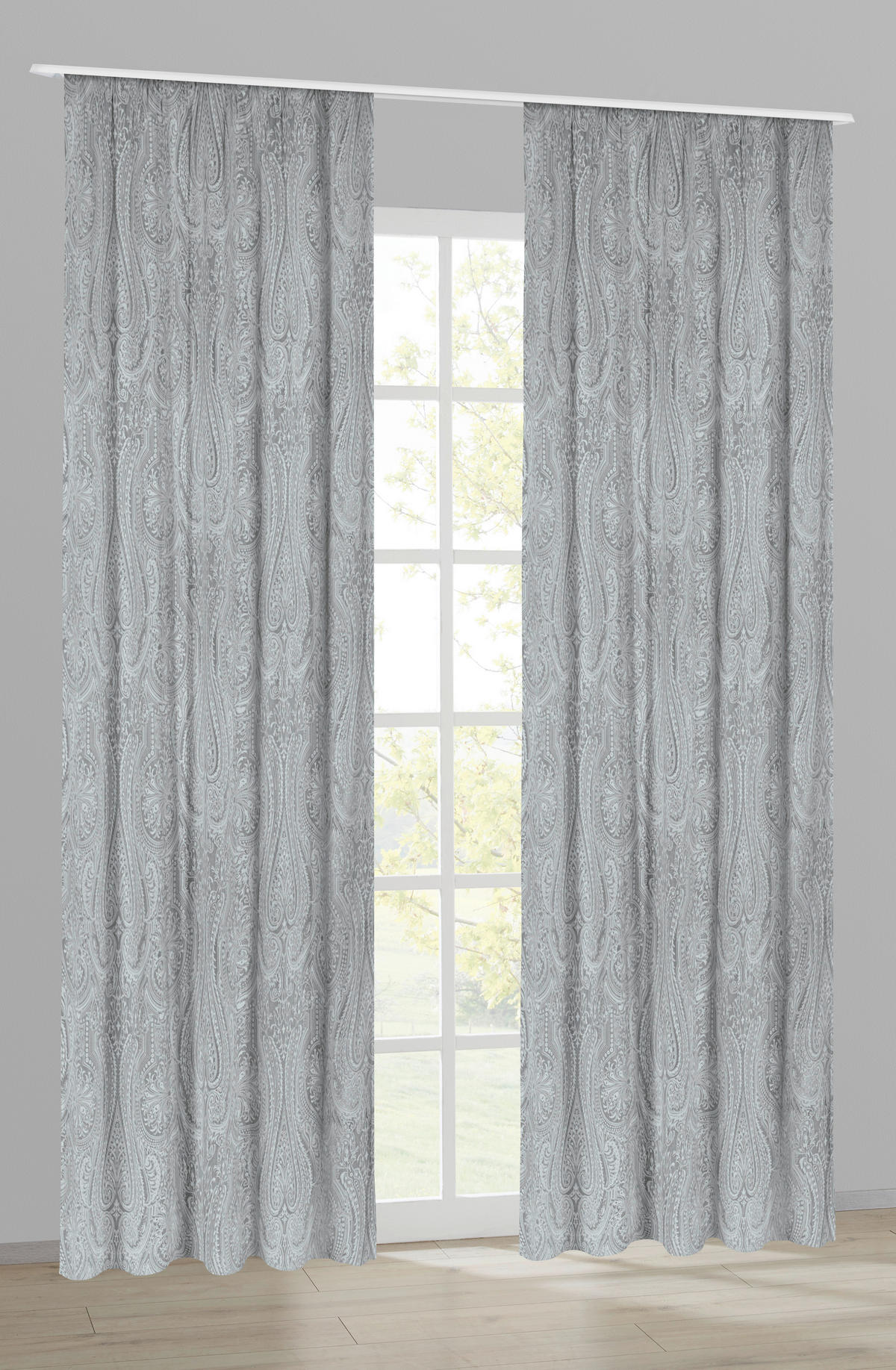 Dekovorhang Paisley silber B/L: ca. 140x245 cm Paisley - silber (140,00/245,00cm)