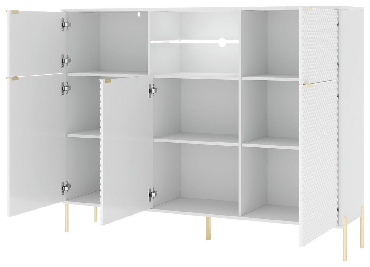 Kommode KOMMODE DIAMOND DI3 LED weiß weiß glänzend B/H/T: ca. 155,9x125,9x42 cm KOMMODE DIAMOND DI3 LED - weiß (155,90/125,90/42,00cm) - WIPMEB