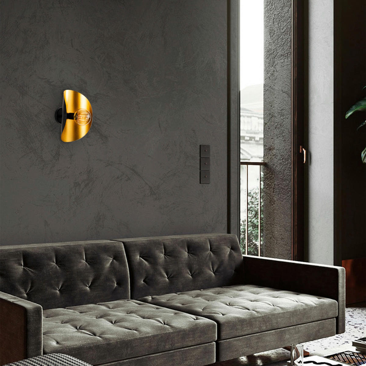 Opviq Wandleuchte Sivani gold schwarz Metall B/H/T/L: ca. 13x30x13x17 cm E27 1 Brennstellen Sivani - gold/schwarz (17,00/13,00/30,00cm) - Opviq