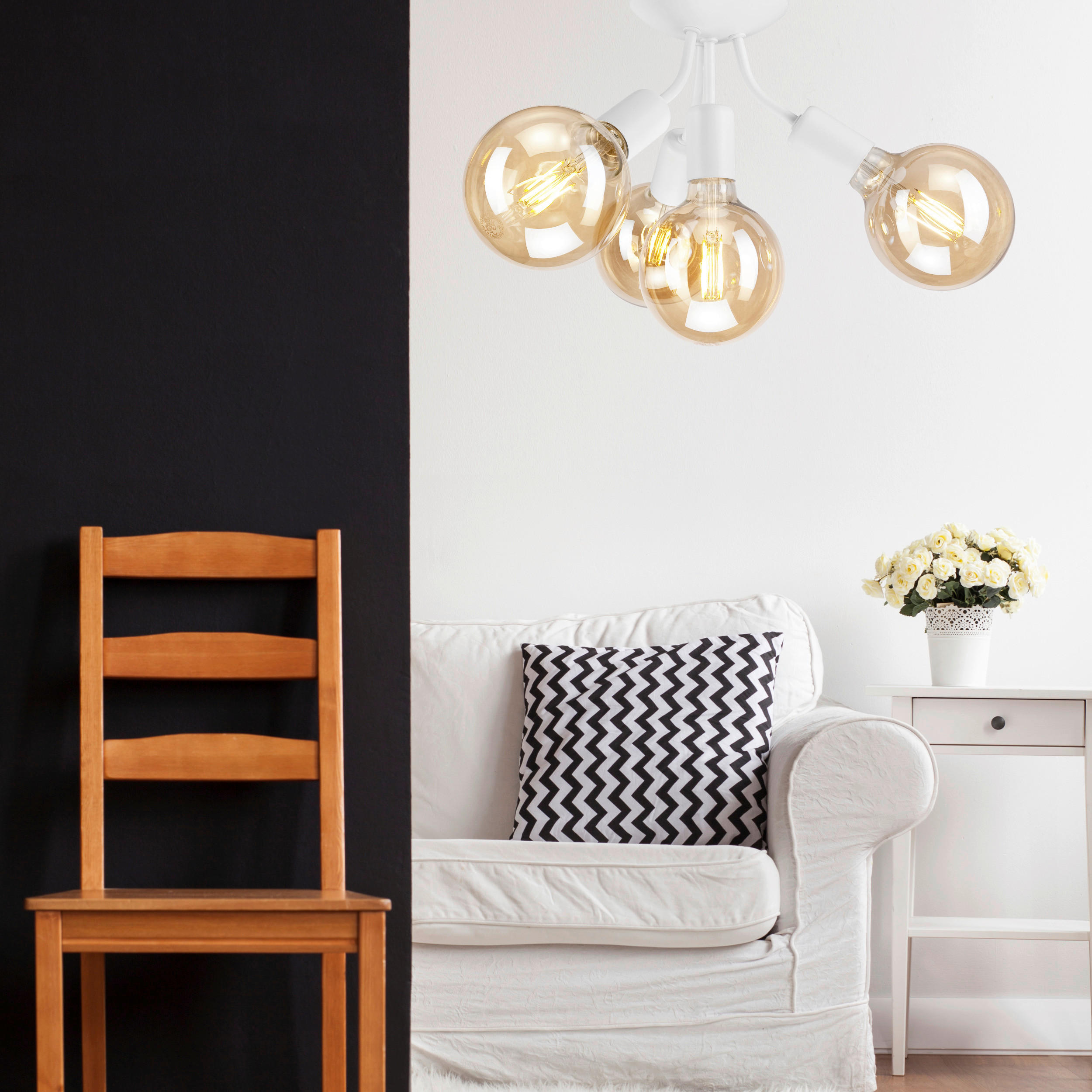 Thumbnail - Lamkur Deckenleuchte VIGGO 39404 weiß Stahl H/L: ca. 17x23 cm E27 4 Brennstellen