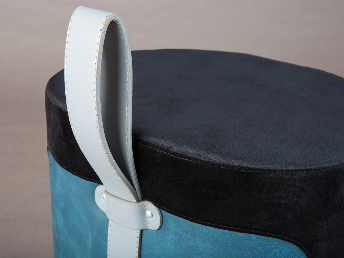 Inter Link Hocker Osame schwarz blau MDF Samtoptik B/H/T: ca. 38x43x33 cm Osame - blau/schwarz (38,00/43,00/33,00cm) - Inter Link