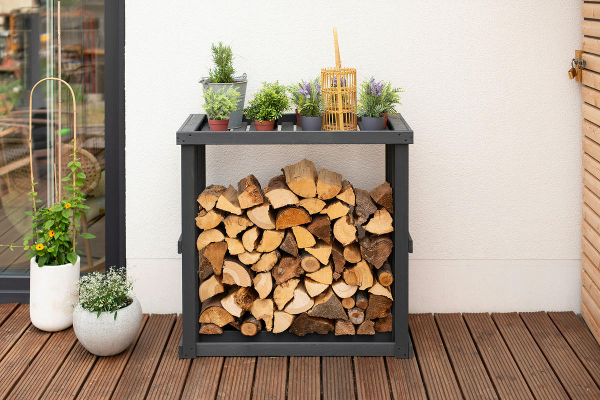 Westmann Kaminholzregal Harald anthrazit B/H/L: ca. 108x106x52 cm Harald - anthrazit (52,00/108,00/106,00cm) - Westmann