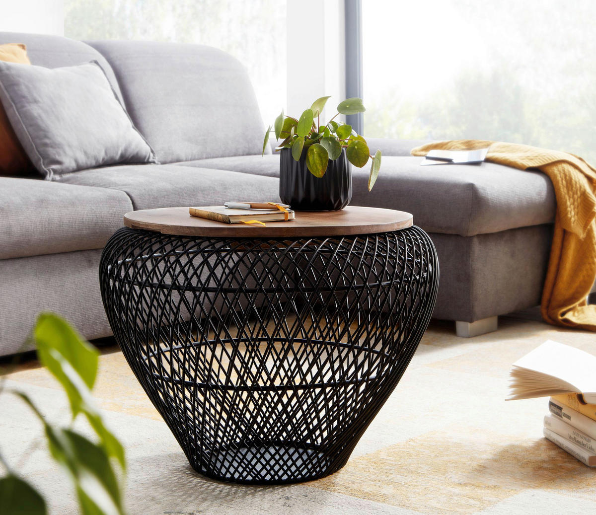 Couchtisch schwarz B/H/T: ca. 60x45x60 cm Couchtisch - schwarz (60,00/45,00/60,00cm) - Wohnling