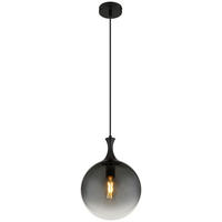GLOBO Pendelleuchte Rauch mattschwarz Metall Glas H/D: ca. 141x25 cm E27 1 Brennstellen DALTON - mattschwarz/Rauch (25,00/141,00cm) - GLOBO