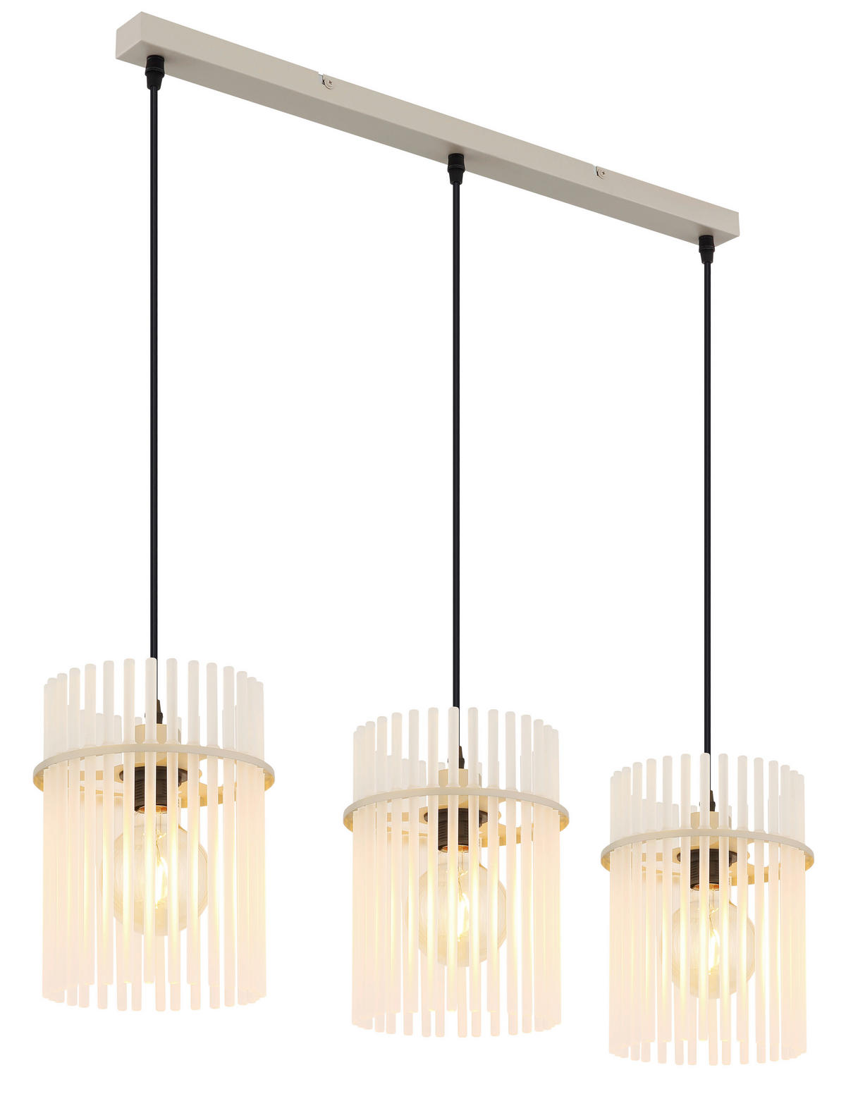 GLOBO Pendelleuchte sand Metall Glas B/H/T: ca. 80x140x20 cm E27 3 Brennstellen Hängeleuchte_Gorley - sand (80,00/140,00/20,00cm) - GLOBO