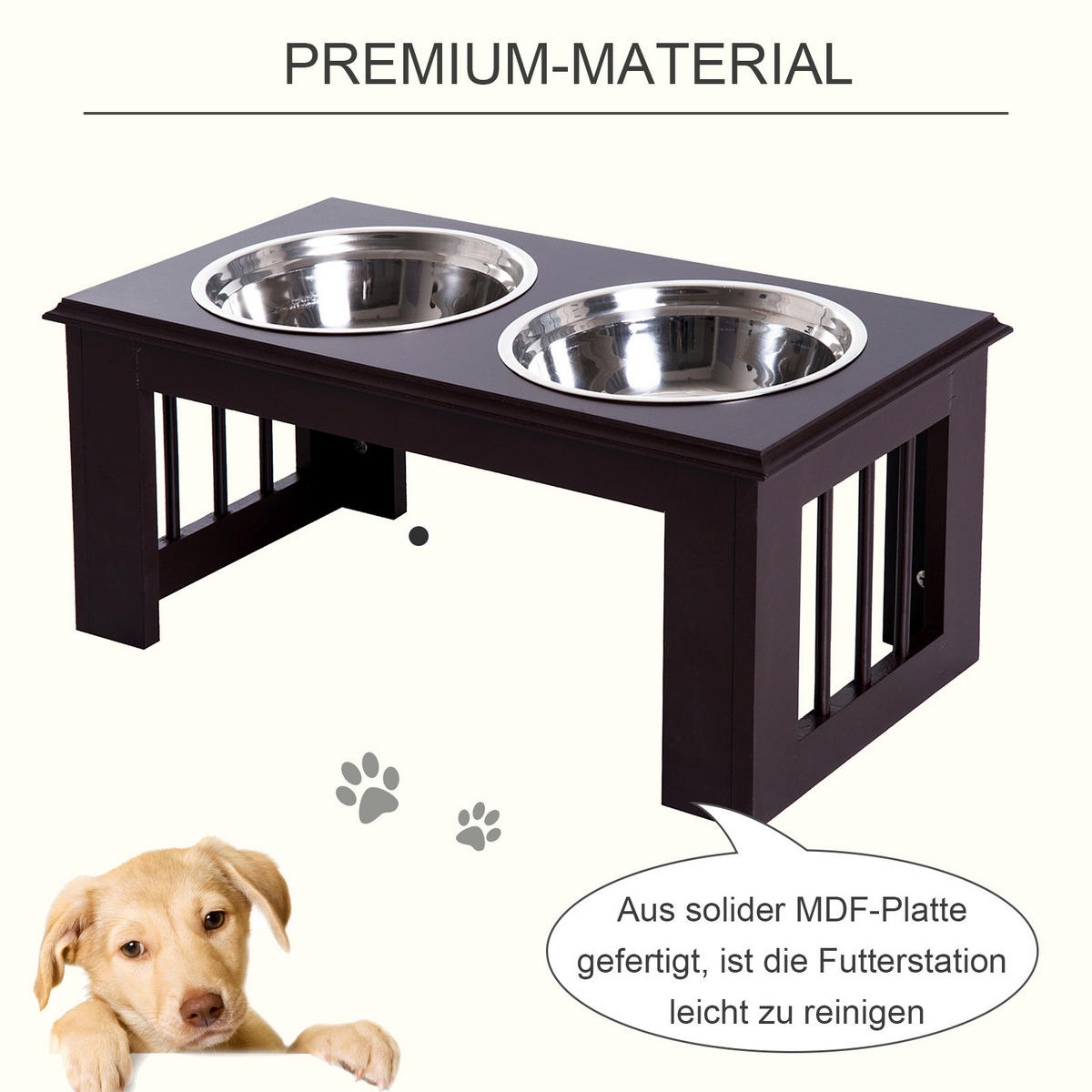 PawHut Futternapf braun Edelstahl B/H/L: ca. 31x25x58 cm Futternapf - braun (58,00/31,00/25,00cm) - PawHut