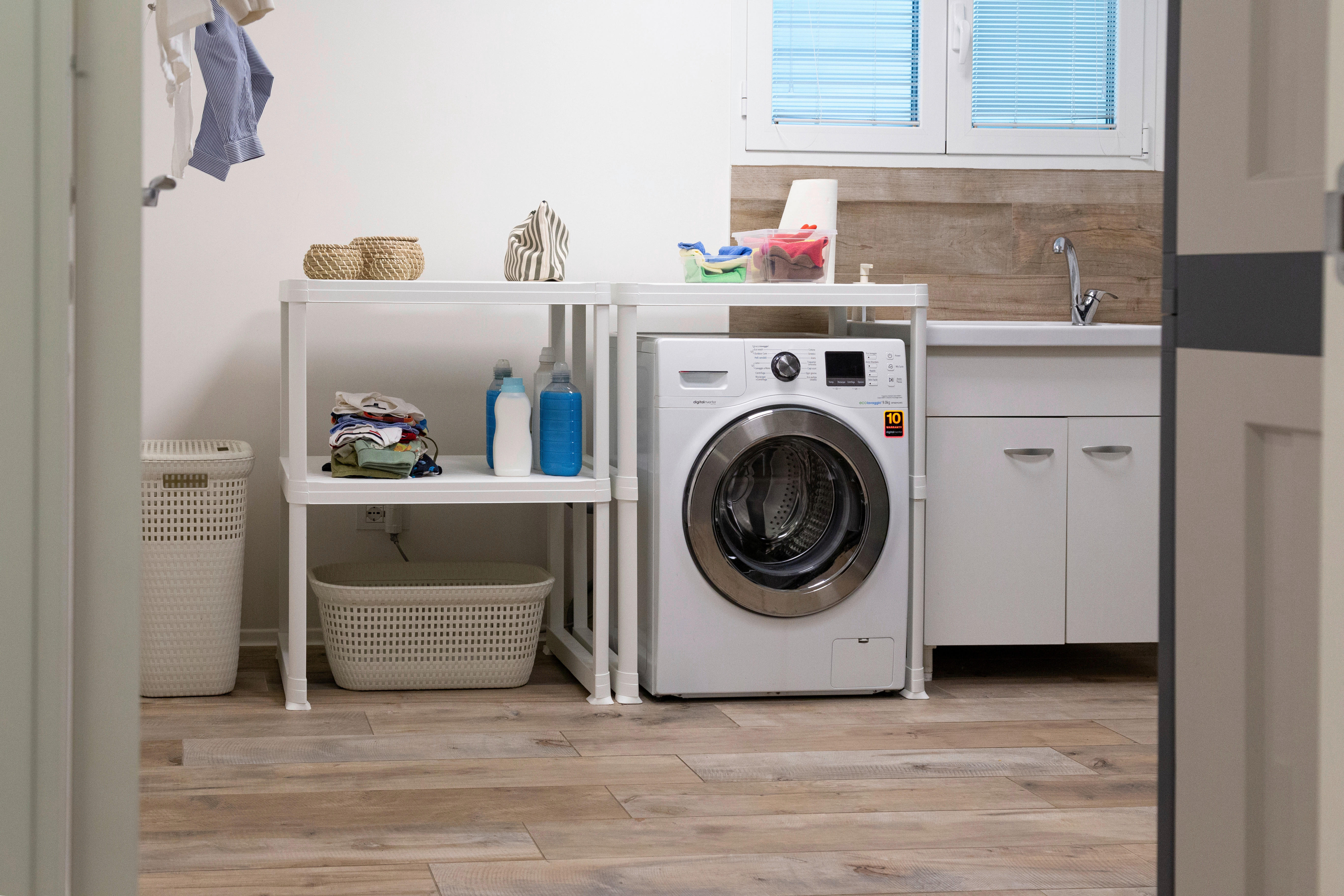 Thumbnail - DEA Waschmaschinenregal weiß B/H/T: ca. 150x97x57 cm