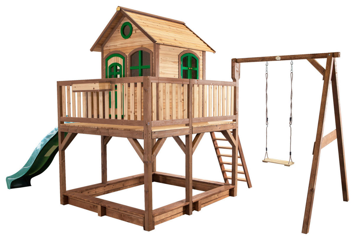 AXI Spielhaus Liam braun B/H/L: ca. 541x291x277 cm Liam - braun/grün (277,00/541,00/291,00cm) - AXI