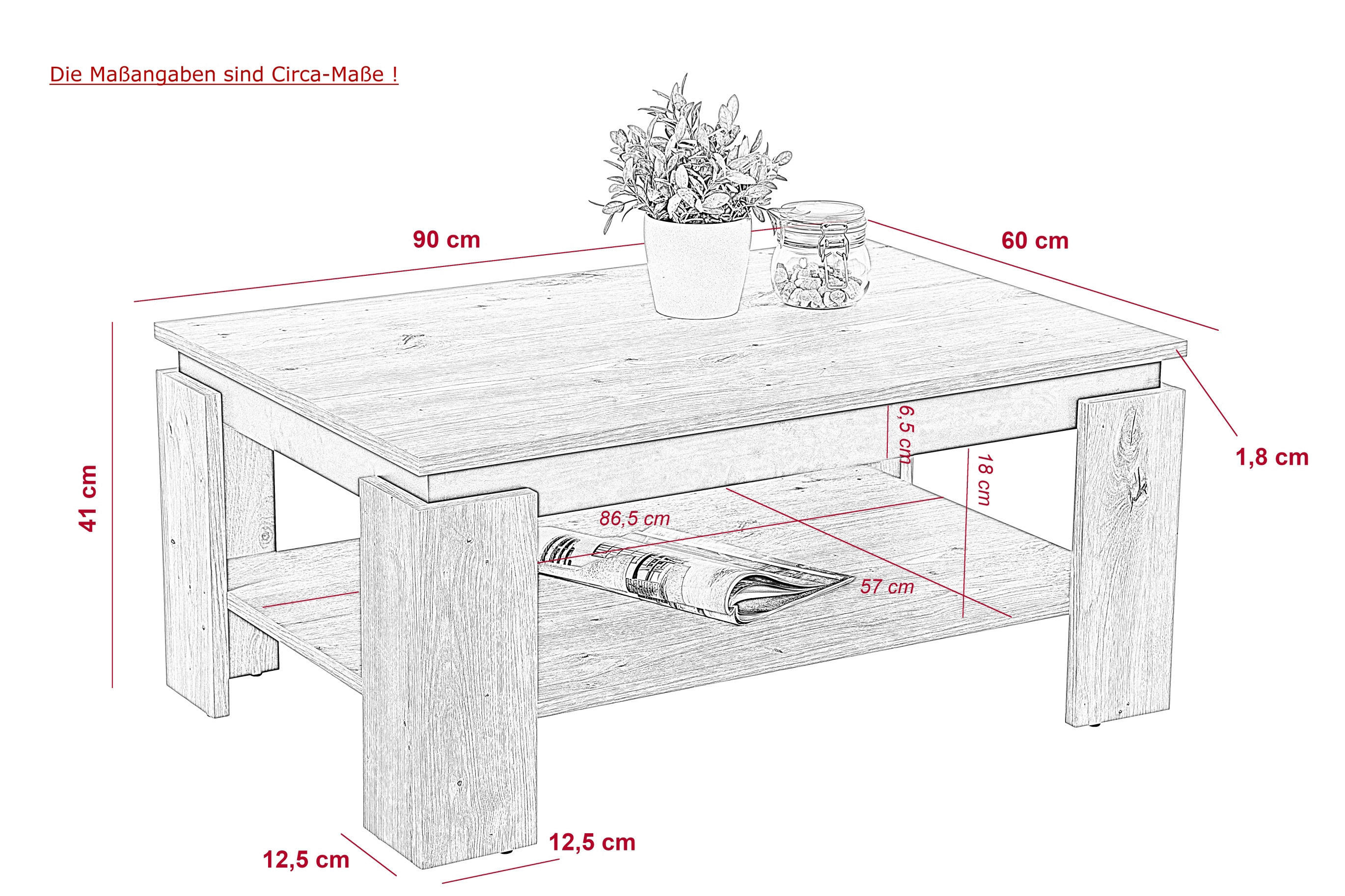 Couchtisch TIM II  B/H/T: ca. 90x41x60 c...