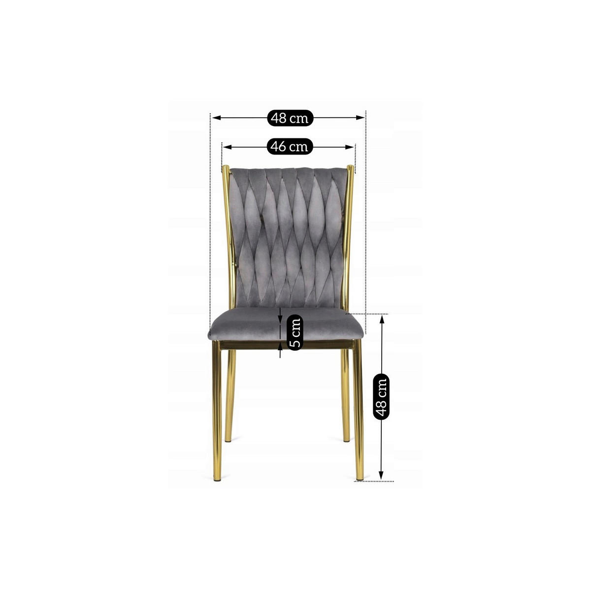 Stuhl DAN grau Velourstoff B/H/T: ca. 48x94x58 cm DAN - grau (48,00/94,00/58,00cm) - WIPMEB