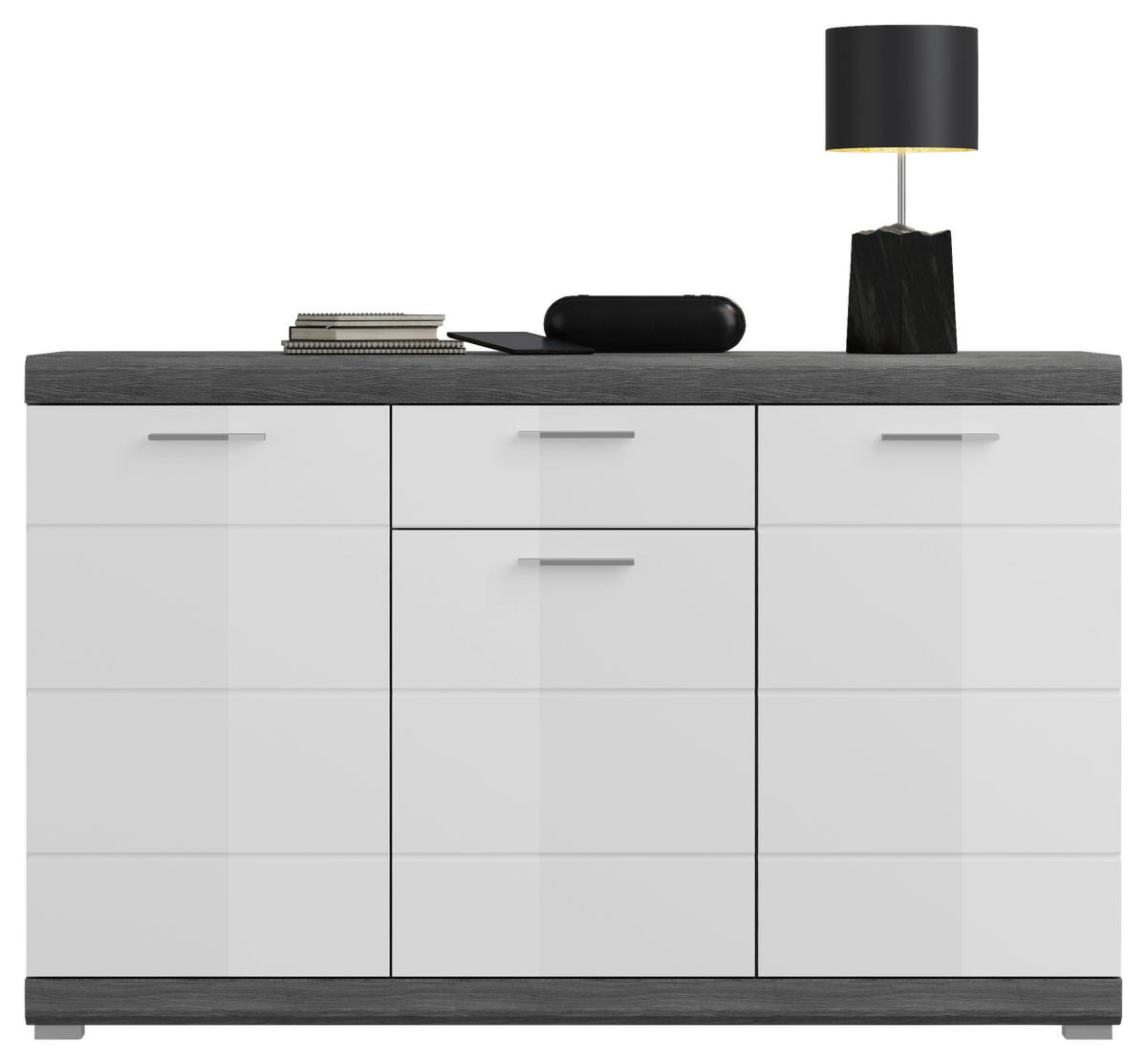 Sideboard Scout Rauchsilber Nachbildung weiß Hochglanz B/H/T: ca. 141x88x40 cm Scout - weiß (141,00/88,00/40,00cm)