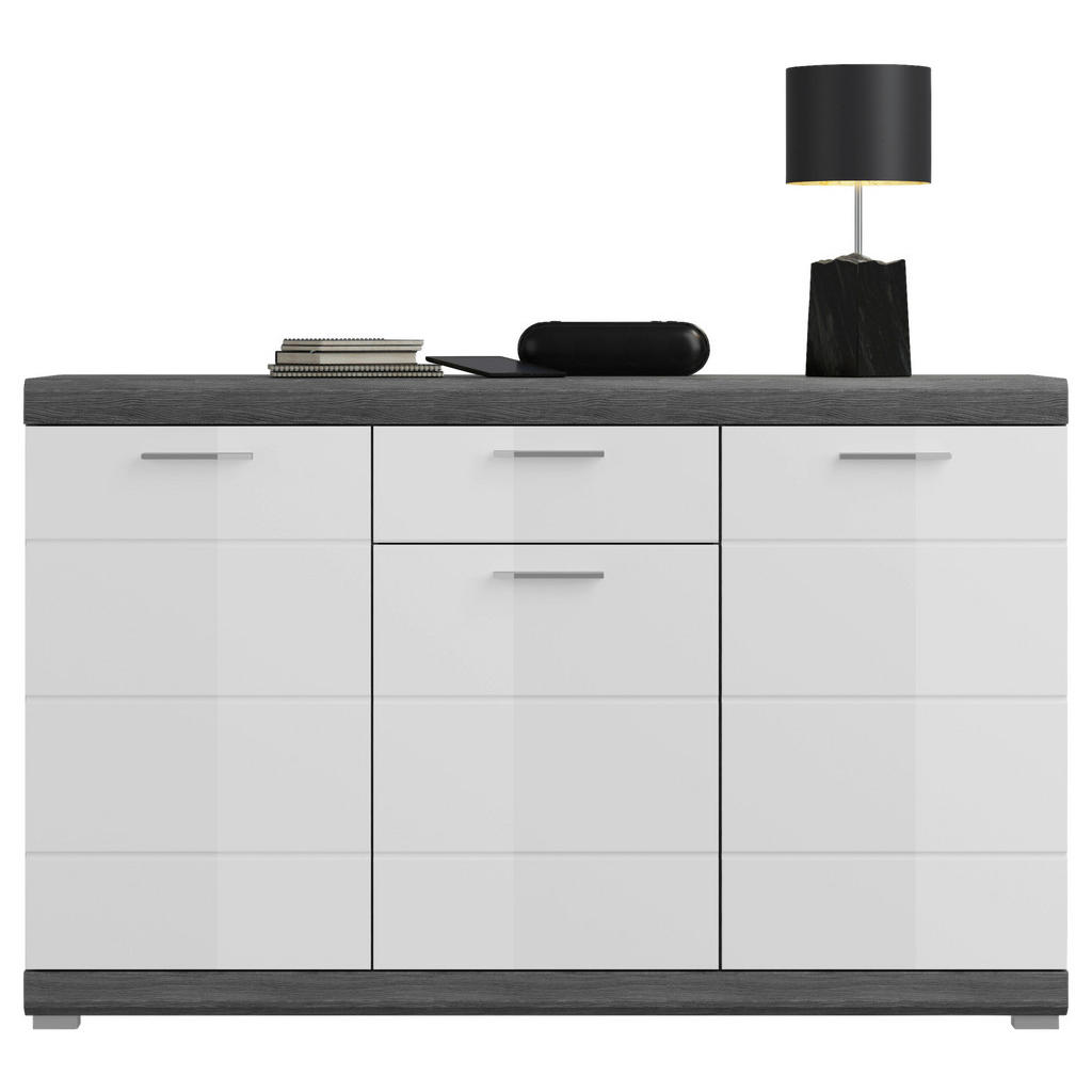 Thumbnail - Sideboard Scout Rauchsilber Nachbildung weiß Hochglanz B/H/T: ca. 141x88x40 cm