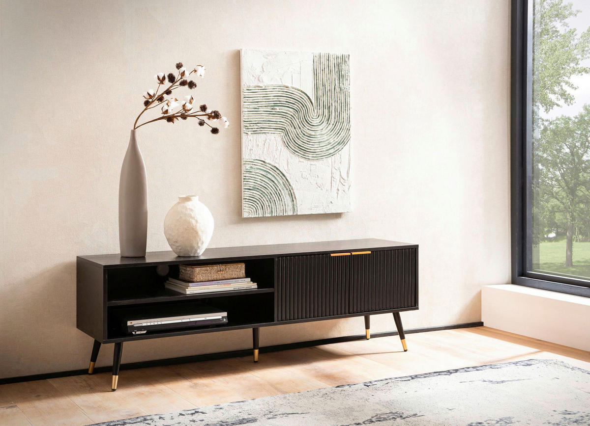 Lowboard schwarz B/H/T: ca. 150x51x39 cm TV & Lowboard - schwarz (150,00/51,00/39,00cm) - Wohnling