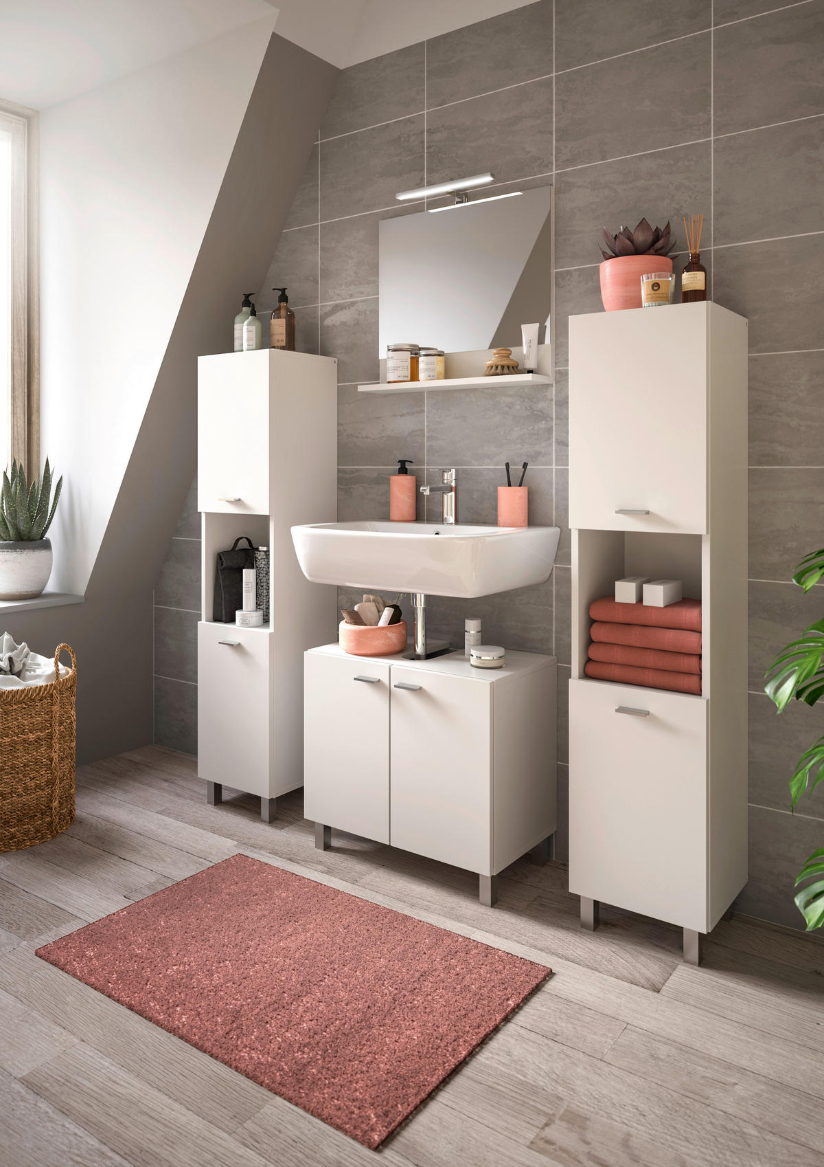 Badezimmer-Set BOSTON weiß B/H/T: ca. 57x44x57 cm BOSTON - weiß (57,00/44,00/57,00cm) - xonox.home