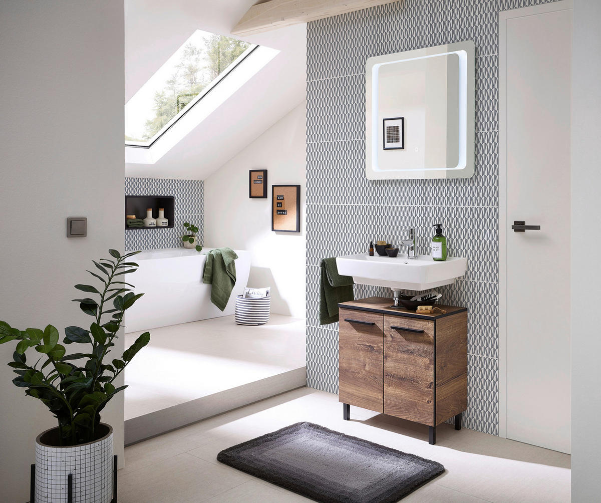 Badezimmer-Set Quickset 374 Eiche Ribeck Nachbildung B/H/T: ca. 70x200x33 cm Quickset 374 - Eiche (70,00/200,00/33,00cm) - Pelipal