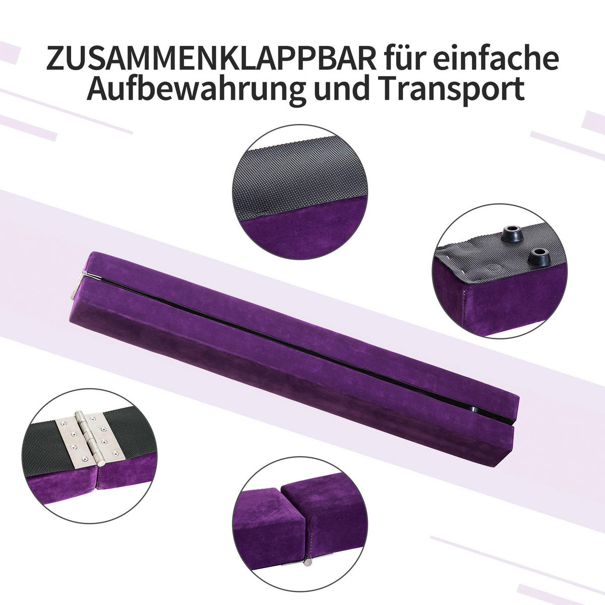 HOMCOM Schwebebalken violett Kiefer B/H/L: ca. 10x6,5x210 cm Schwebebalken - violett (210,00/10,00/6,50cm) - HOMCOM