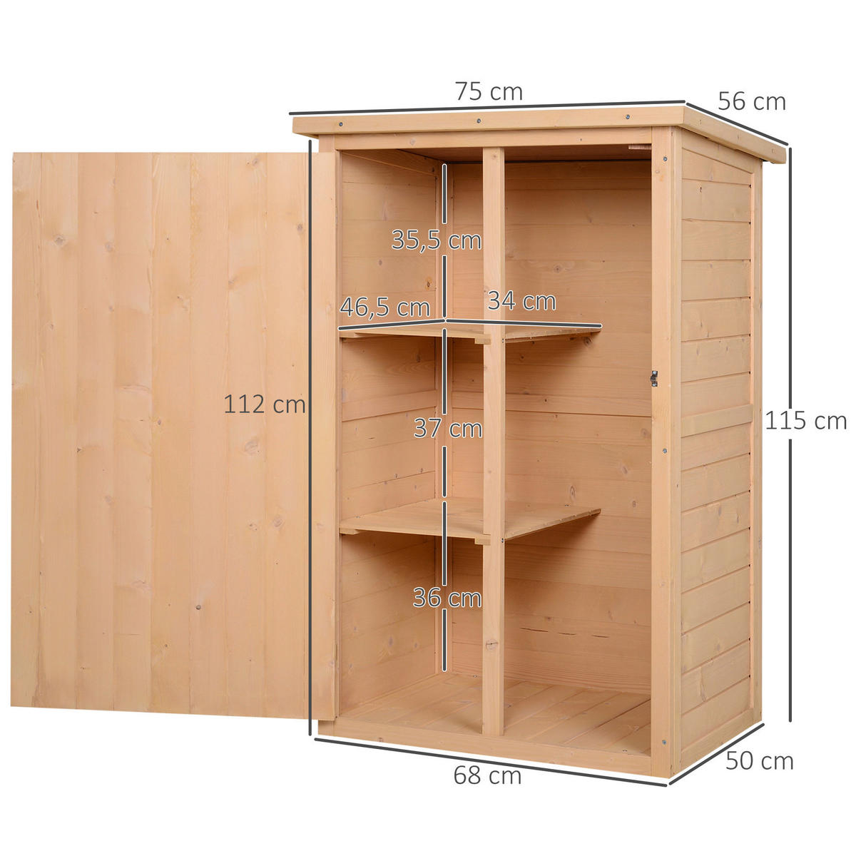 Outsunny Gartenhaus natur B/H/L: ca. 56x115x75 cm Gartenhaus - natur (75,00/56,00/115,00cm) - Outsunny