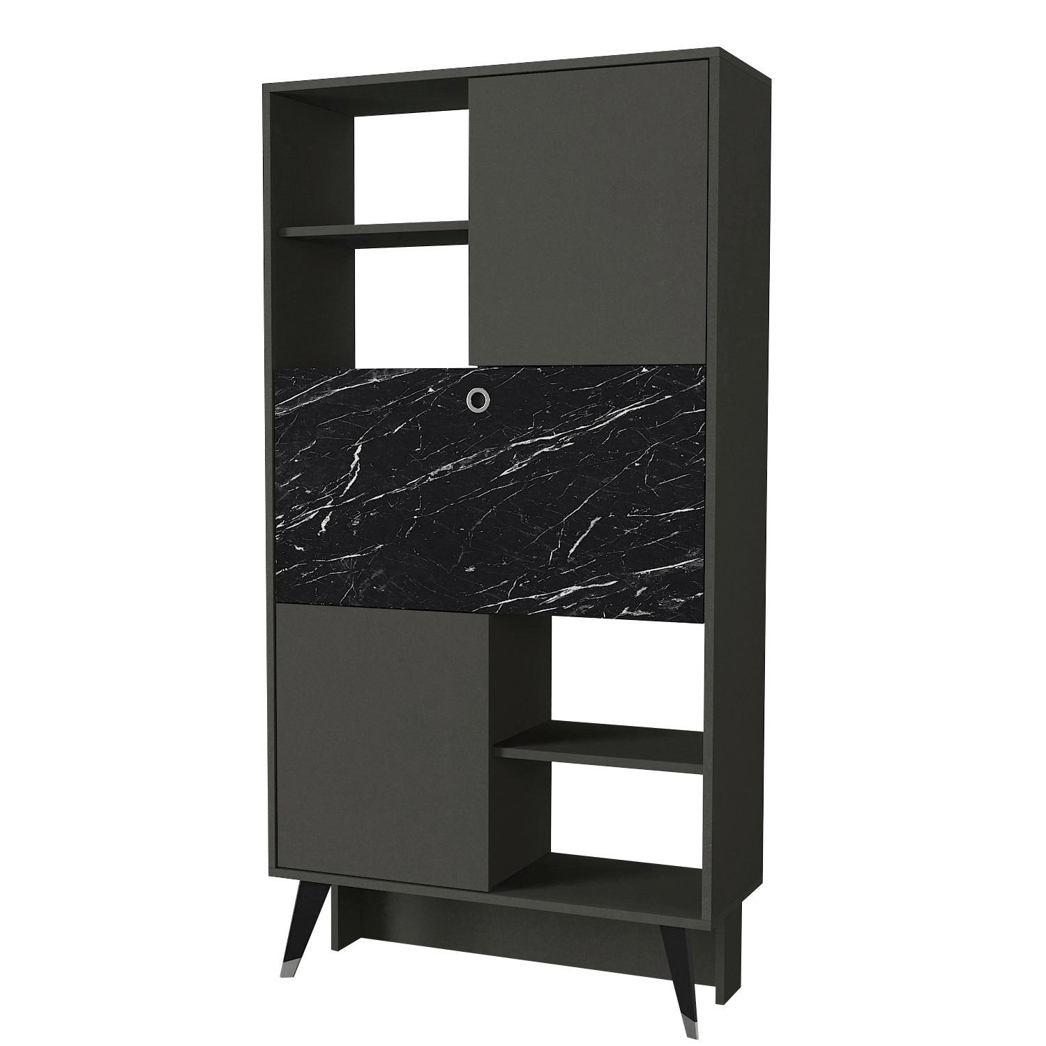 Regal Radica anthrazit Marmoroptik B/H/T: ca. 90x174x35 cm Radica - Marmoroptik/anthrazit (90,00/174,00/35,00cm) - moebel17