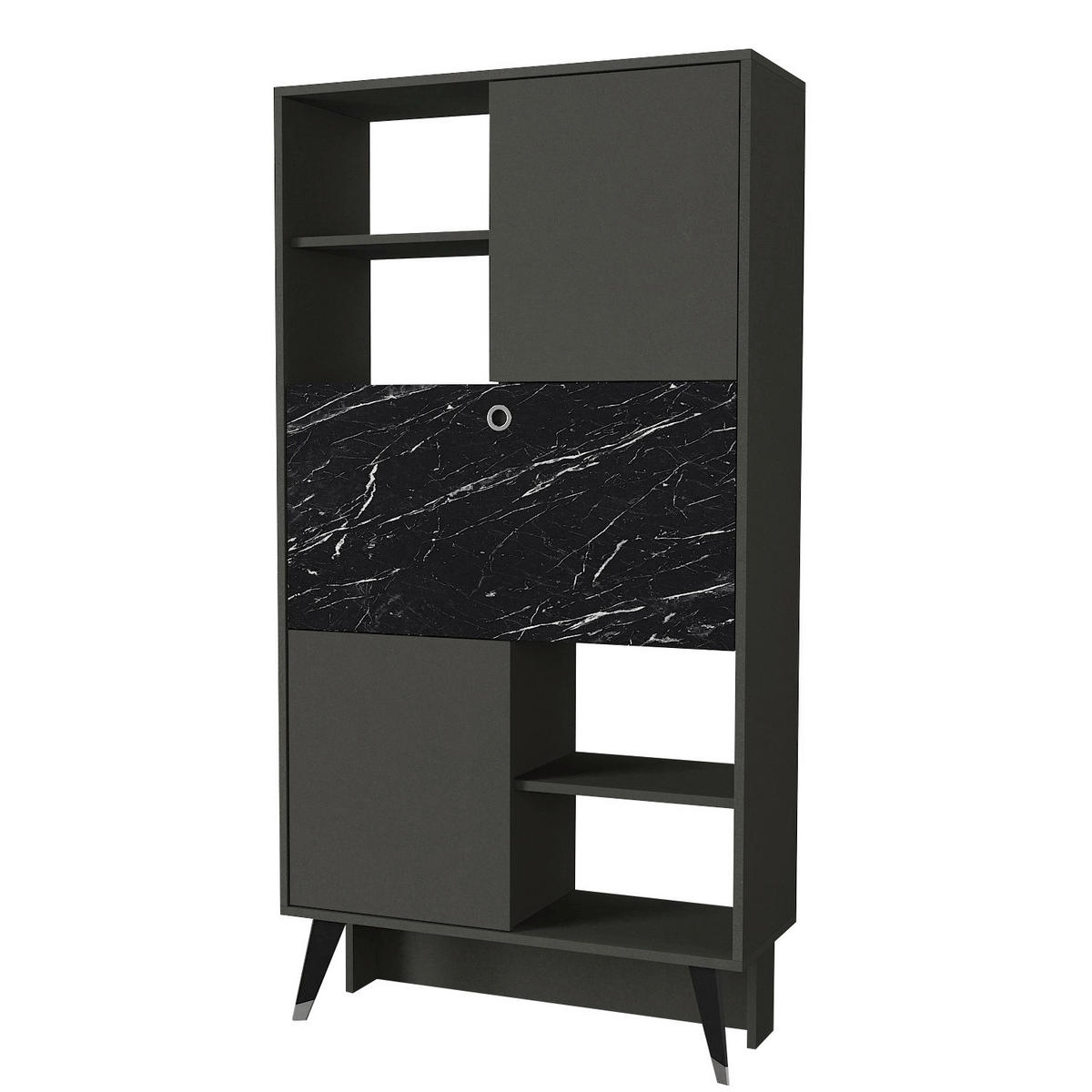 Regal Radica anthrazit Marmoroptik B/H/T: ca. 90x174x35 cm Radica - Marmoroptik/anthrazit (90,00/174,00/35,00cm) - moebel17