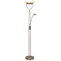 Brilliant Stehleuchte G93036/31 altmessing weiß Metall Glas H: ca. 180 cm Ollie - weiß/altmessing (180,00cm) - Brilliant
