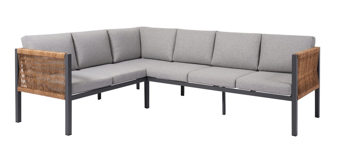 Loungeset grau Aluminium Corner_Sofaset_5tlg. - natur/dunkelgrau