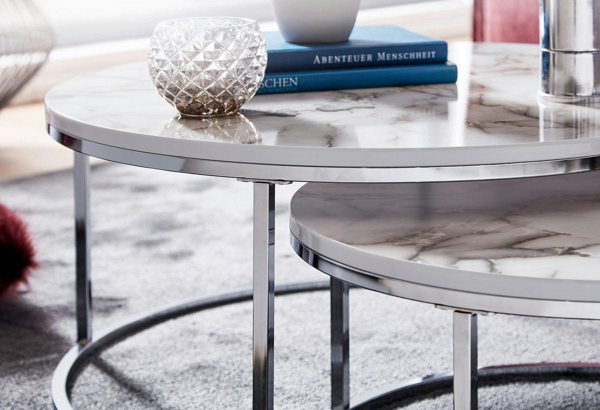 Couchtisch 2er-Set. silber B/H/T: ca. 80x36x80 cm 2er-Set. - silber (80,00/36,00/80,00cm) - Wohnling