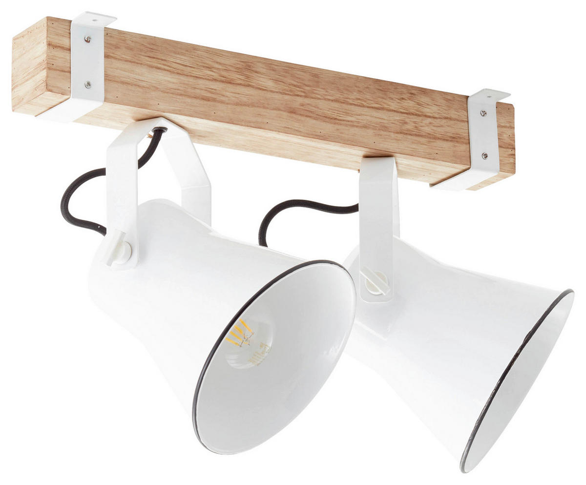 Brilliant Spotbalken 82129/05 weiß natur Metall Holz B/H/T: ca. 40x24x17 cm E27 2 Brennstellen Plow - weiß/natur (40,00/24,00/17,00cm) - Brilliant