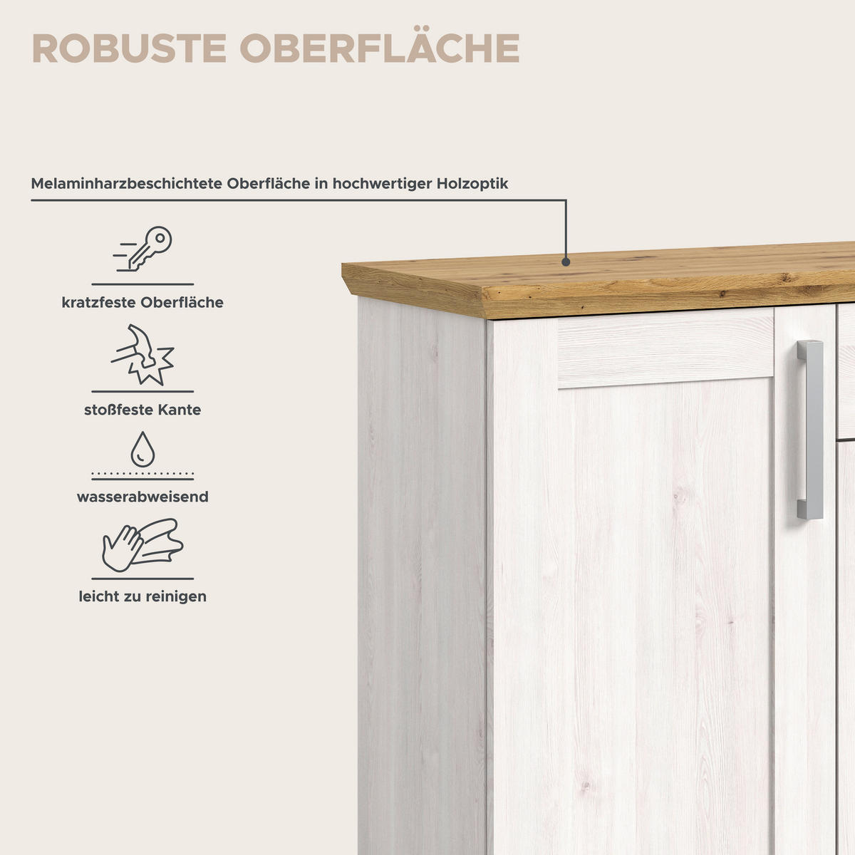 Kommode Verona Sibiu Lärche Nachbildung Eiche Artisan Nachbildung B/H/T: ca. 133x88x37 cm Verona - Eiche (133,00/88,00/37,00cm) - xonox.home