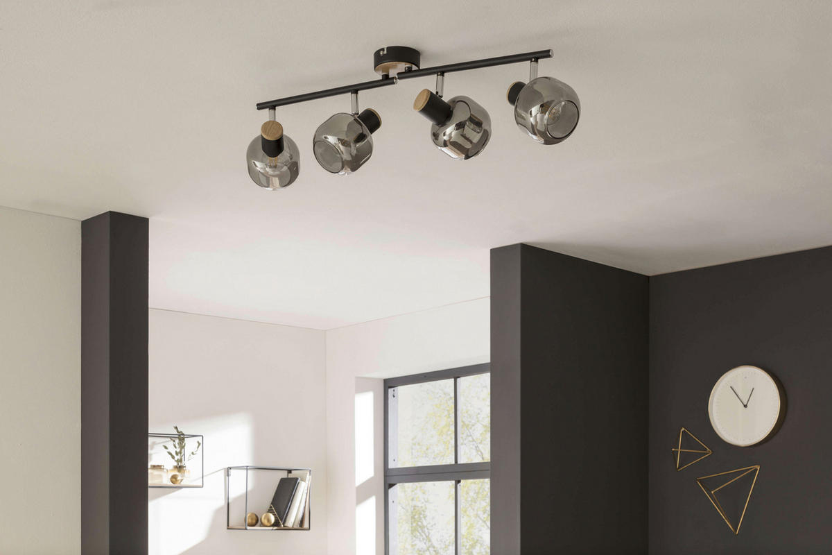 Näve Leuchten Spot schwarz Metall Glas B/H/T: ca. 80x20x10 cm E14 4 Brennstellen FUMOSO - schwarz (80,00/20,00/10,00cm) - Näve Leuchten