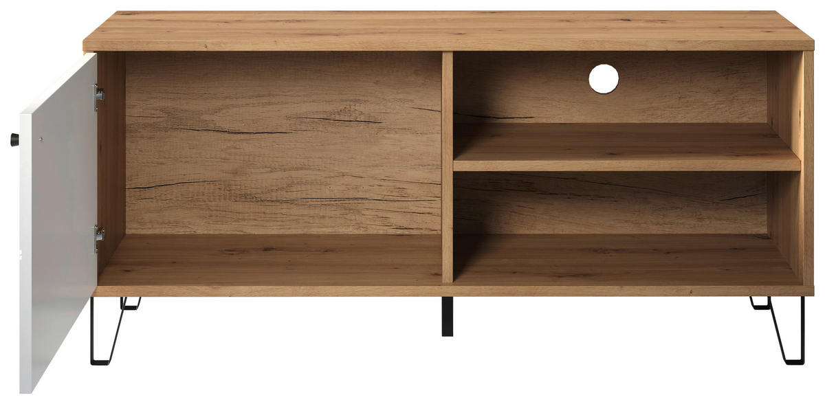 TV-Lowboard Touch weiß matt Eiche Artisan Nachbildung B/H/T: ca. 123x56x40 cm Touch - Eiche/weiß (123,00/56,00/40,00cm) - Trendteam