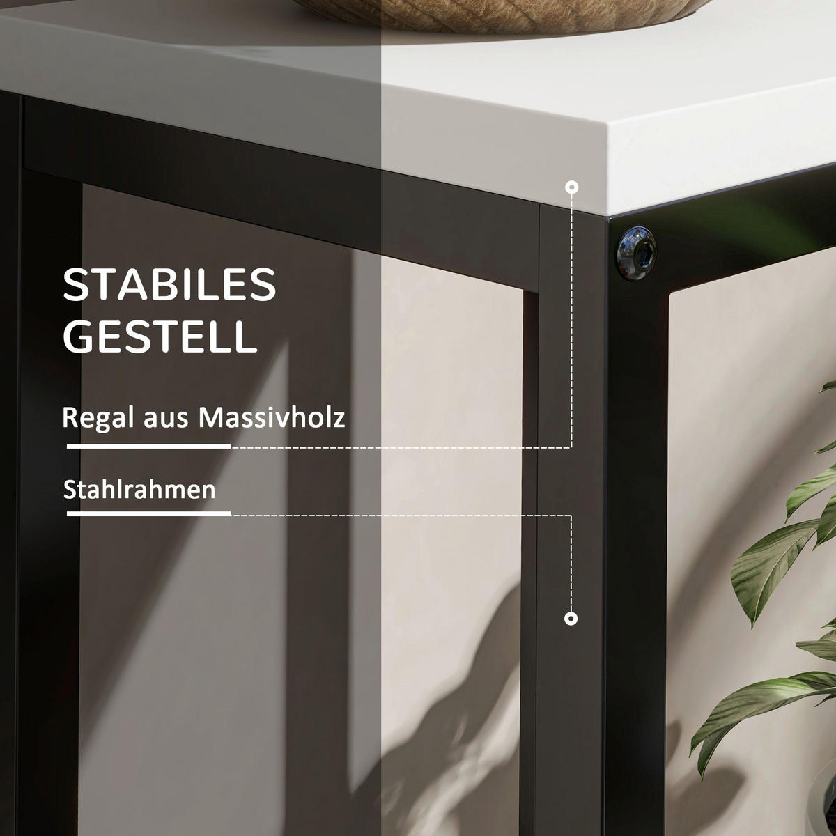 Outsunny Pflanzenständer weiß Holz B/H/L: ca. 34x70x34 cm Pflanzenständer - weiß/schwarz (34,00/34,00/70,00cm) - Outsunny