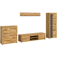 Wohnwand Jam Eiche Wotan Nachbildung B/H/T: ca. 330x159x35 cm Jam - Eiche (330,00/159,00/35,00cm) - xonox.home