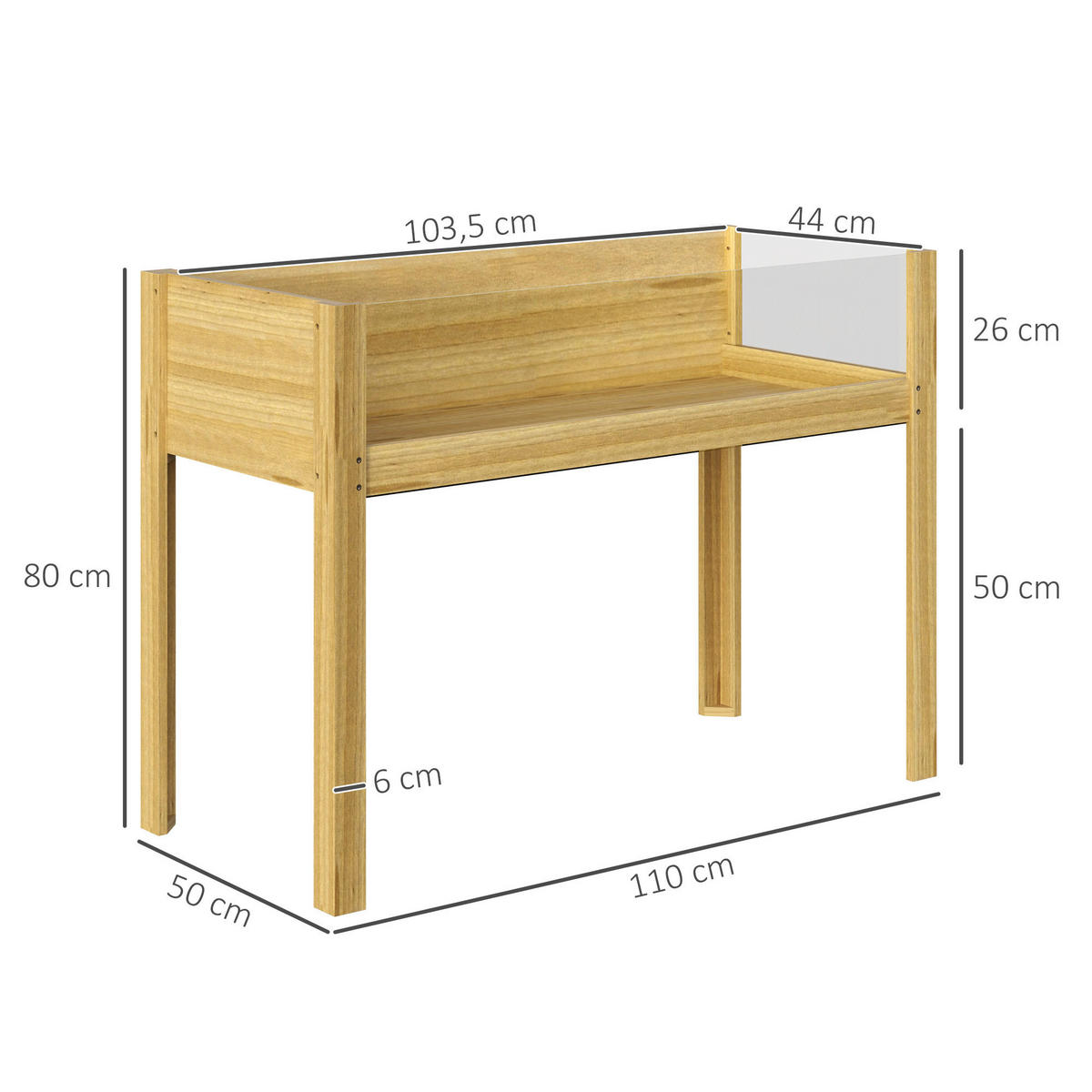 Outsunny Hochbeet natur Holz B/H/L: ca. 50x80x110 cm Hochbeet - natur (110,00/50,00/80,00cm) - Outsunny