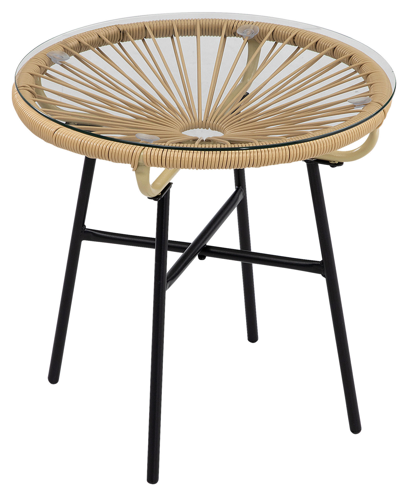 Outsunny Beistelltisch beige Eisen B/H/L: ca. 50x50x50 cm Rattan_Beistelltisch - beige (50,00/50,00/50,00cm) - Outsunny