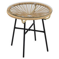 Outsunny Beistelltisch beige Eisen B/H/L: ca. 50x50x50 cm Rattan_Beistelltisch - beige (50,00/50,00/50,00cm) - Outsunny