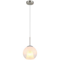 GLOBO Deckenleuchte BARRY 15749NH nickel Opal Metall H/D: ca. 120x20 cm E27 1 Brennstellen BARRY - nickel/Opal (20,00/120,00cm) - GLOBO